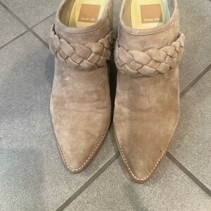 Dolce Vita Women's braided western Tan Suede mules Ankle Boots 8 Anthropologie
